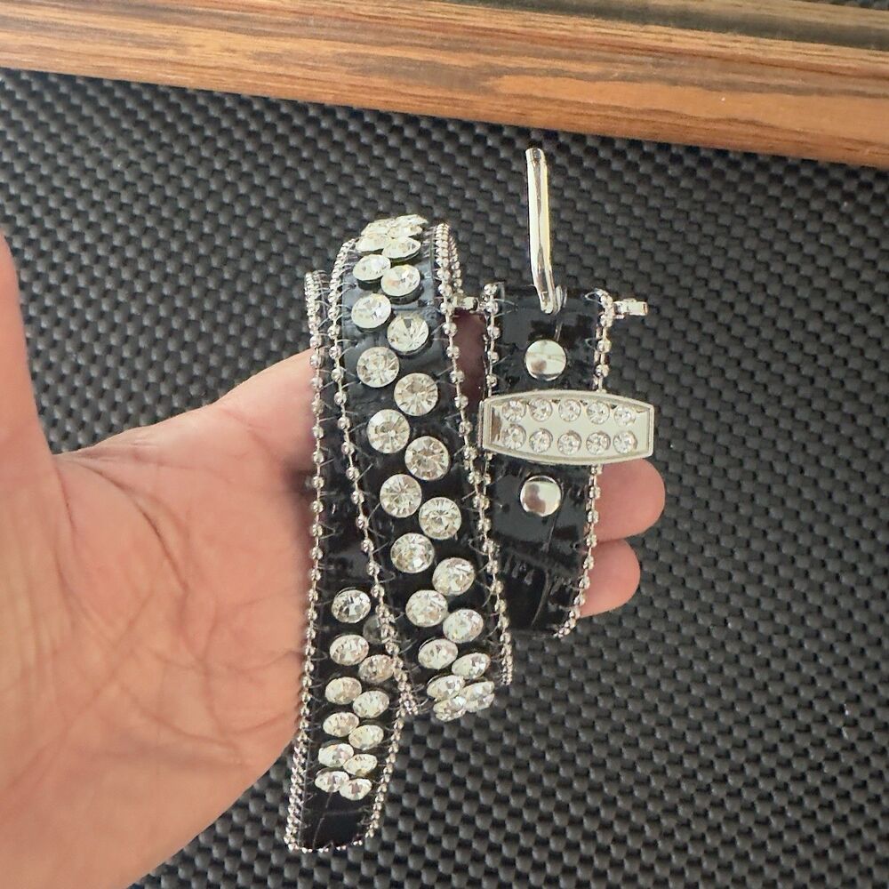 Goth Dark Western Cowboy Belts for Women Luxury Designer Brand Diamond Bling